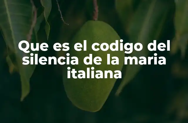 Que es el Codigo Del Silencia de la Maria Italiana