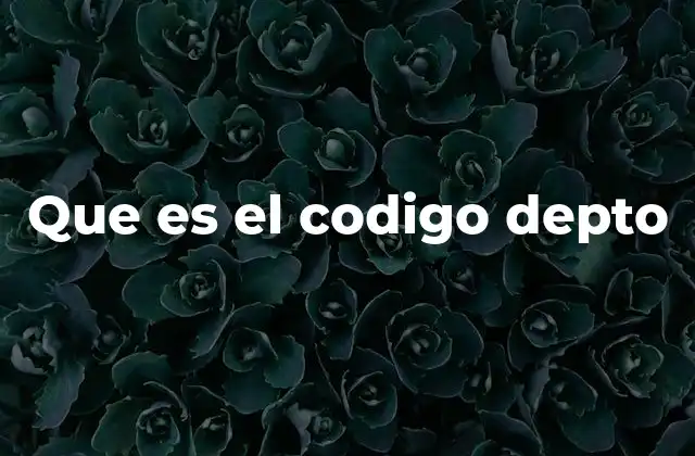 Que es el Codigo Depto