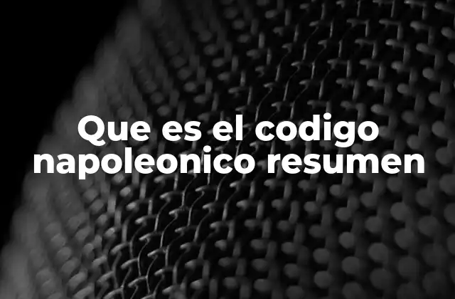 Que es el Codigo Napoleonico Resumen