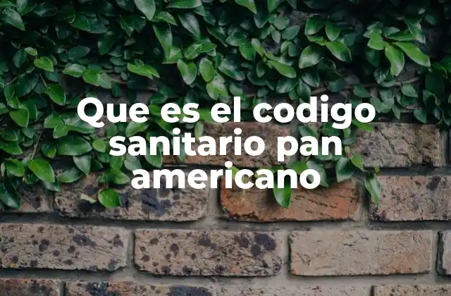 Que es el Codigo Sanitario Pan Americano