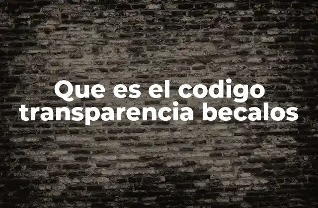 Que es el Codigo Transparencia Becalos