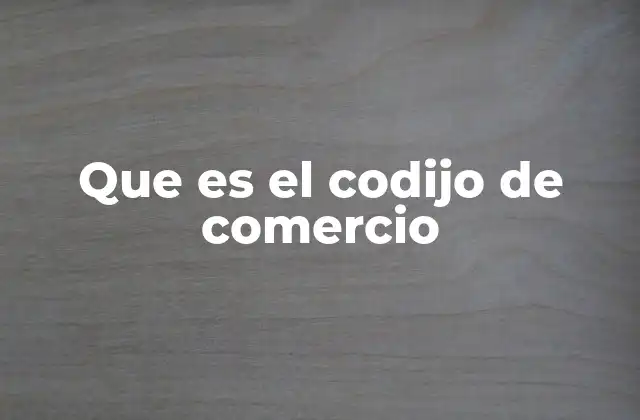 Que es el Codijo de Comercio