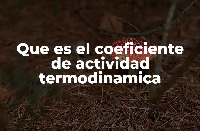 Que es el Coeficiente de Actividad Termodinamica