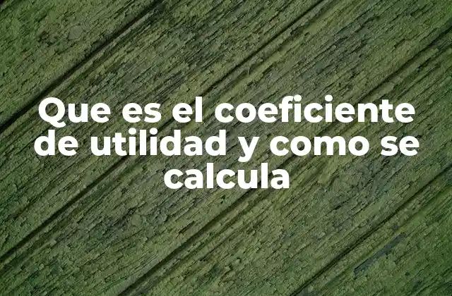 Que es el Coeficiente de Utilidad y como Se Calcula