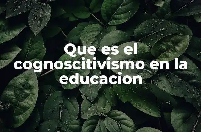 Que es el Cognoscitivismo en la Educacion