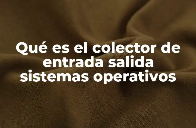 Qué es el Colector de Entrada Salida Sistemas Operativos