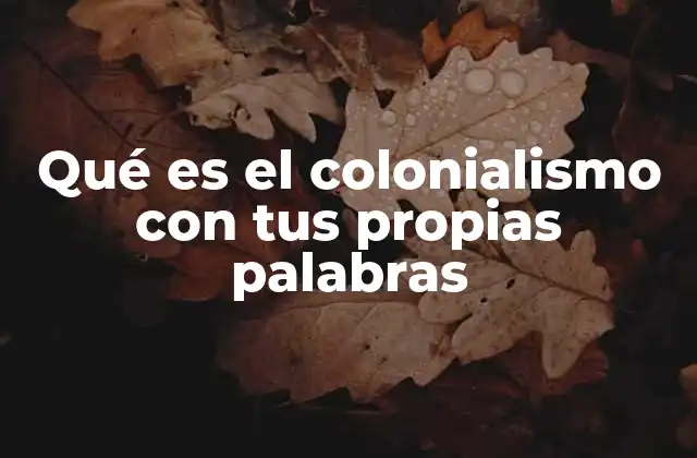 Qué es el Colonialismo con Tus Propias Palabras