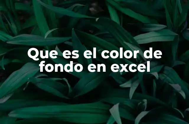 Que es el Color de Fondo en Excel