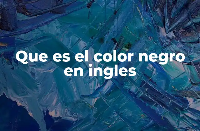 Que es el Color Negro en Ingles