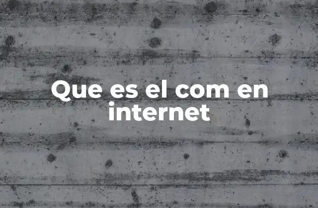 Que es el Com en Internet
