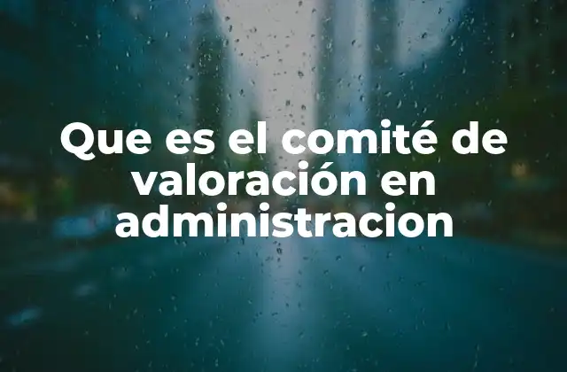 Que es el Comité de Valoración en Administracion