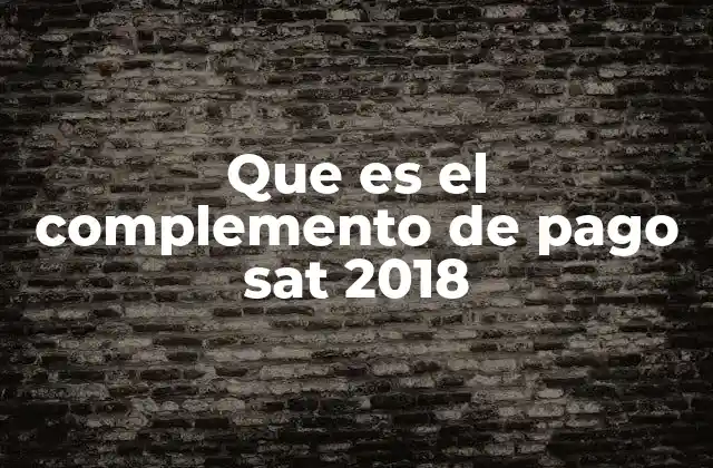 Que es el Complemento de Pago Sat 2018