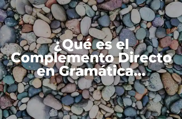 ¿qué es el Complemento Directo en Gramática Española?