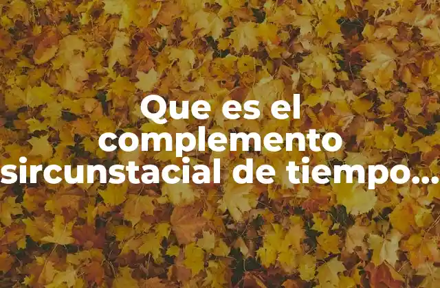 Que es el Complemento Sircunstacial de Tiempo en una Oracion