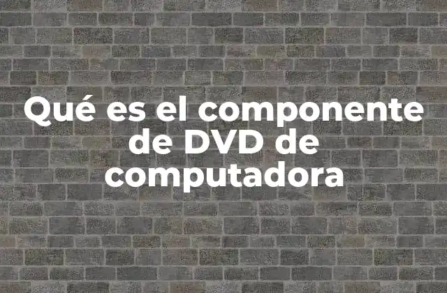 Qué es el Componente de Dvd de Computadora