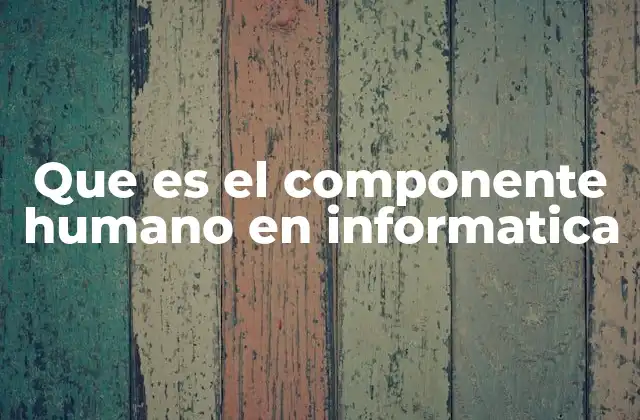 Que es el Componente Humano en Informatica