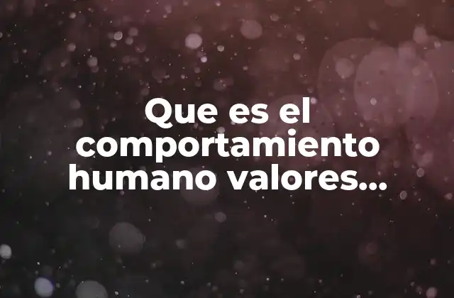 Que es el Comportamiento Humano Valores Personales