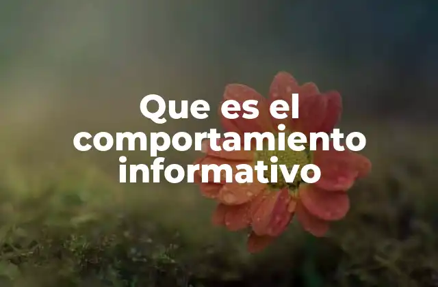 Que es el Comportamiento Informativo