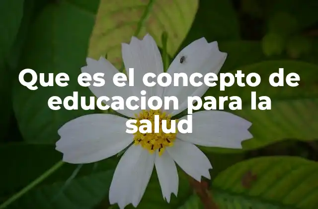 Que es el Concepto de Educacion para la Salud