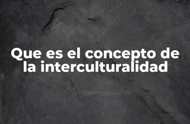 Que es el Concepto de la Interculturalidad