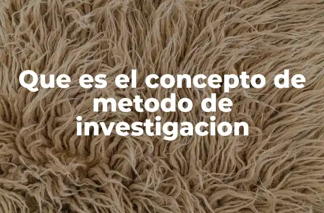Que es el Concepto de Metodo de Investigacion