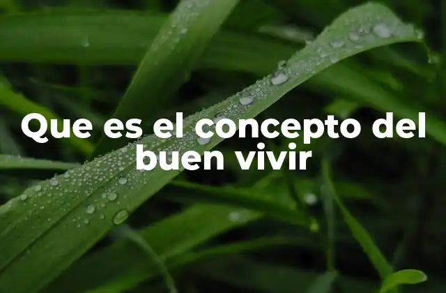Que es el Concepto Del Buen Vivir