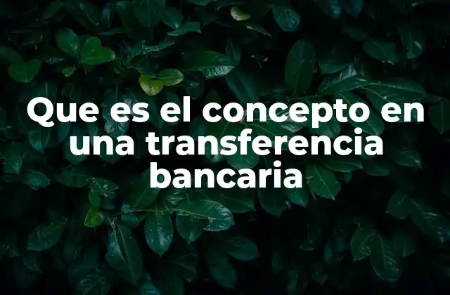 Que es el Concepto en una Transferencia Bancaria