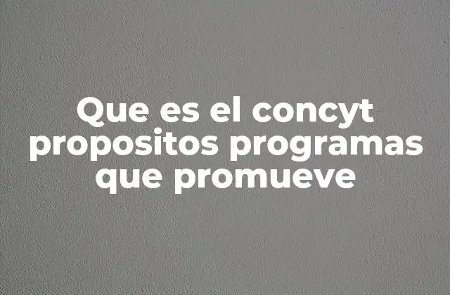 Que es el Concyt Propositos Programas que Promueve