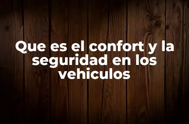 Que es el Confort y la Seguridad en los Vehiculos