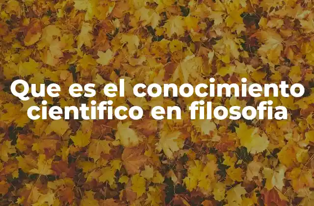 Que es el Conocimiento Cientifico en Filosofia