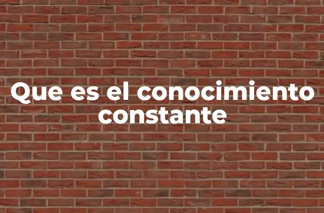 Que es el Conocimiento Constante
