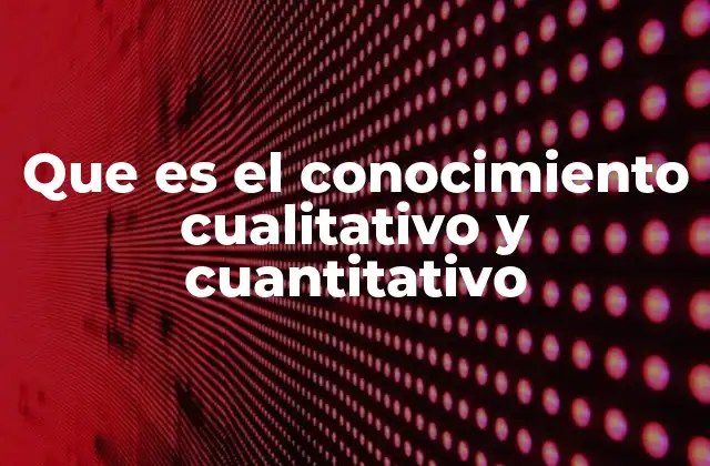 Que es el Conocimiento Cualitativo y Cuantitativo