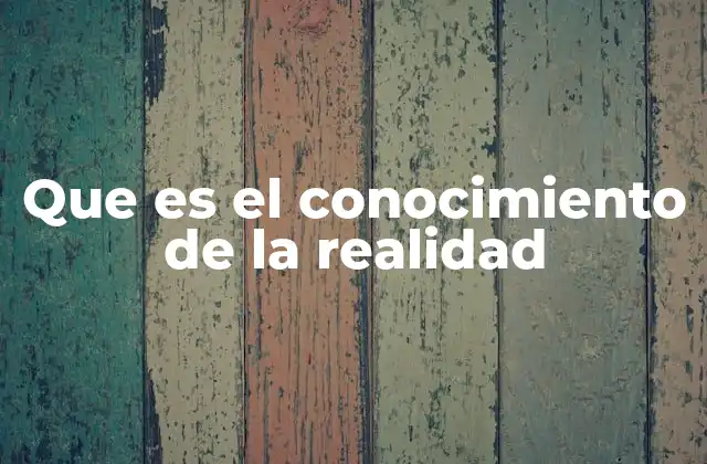 Que es el Conocimiento de la Realidad