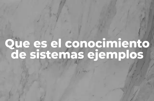 Que es el Conocimiento de Sistemas Ejemplos