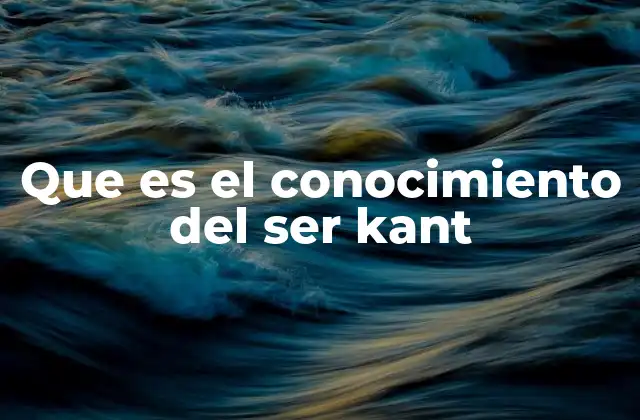 Que es el Conocimiento Del Ser Kant