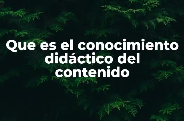 Que es el Conocimiento Didáctico Del Contenido