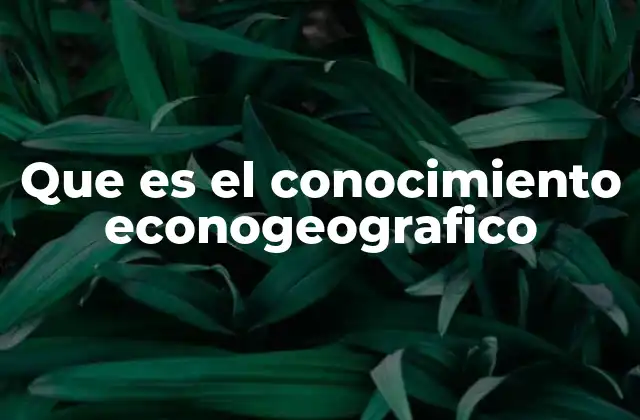 Que es el Conocimiento Econogeografico
