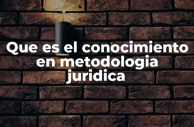 Que es el Conocimiento en Metodologia Juridica