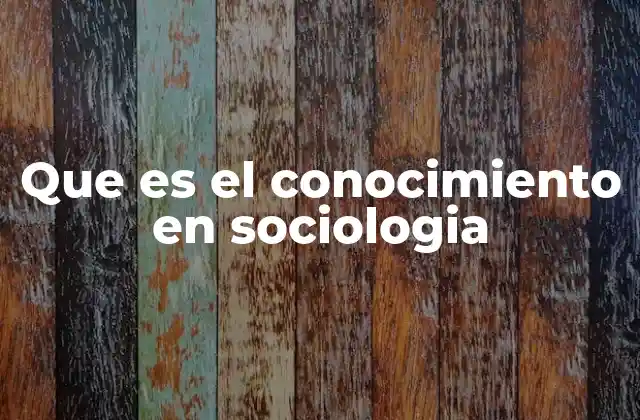 Que es el Conocimiento en Sociologia