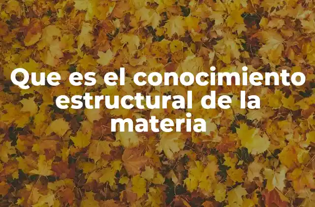 Que es el Conocimiento Estructural de la Materia