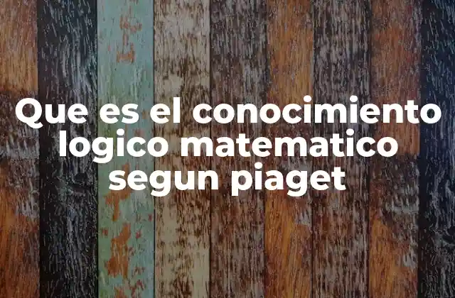 Que es el Conocimiento Logico Matematico Segun Piaget