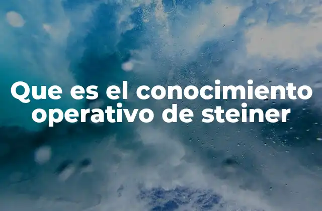 Que es el Conocimiento Operativo de Steiner