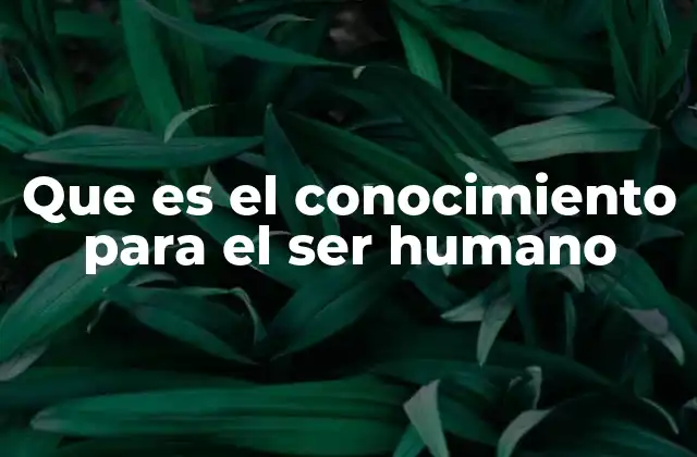 Que es el Conocimiento para el Ser Humano