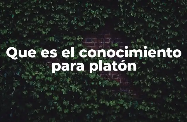 Que es el Conocimiento para Platón
