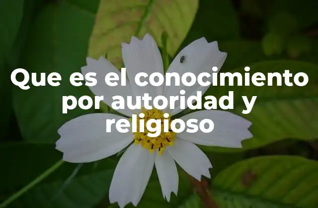 Que es el Conocimiento por Autoridad y Religioso