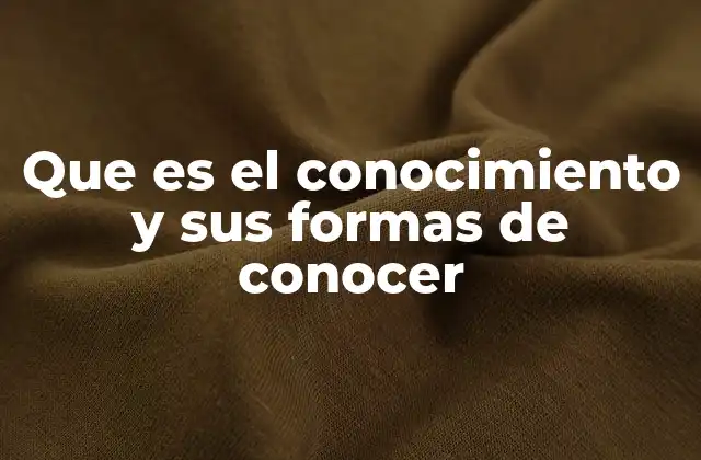 Que es el Conocimiento y Sus Formas de Conocer