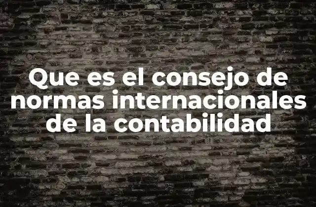 Que es el Consejo de Normas Internacionales de la Contabilidad