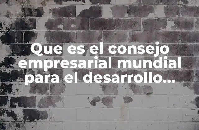 Que es el Consejo Empresarial Mundial para el Desarrollo Sostenible