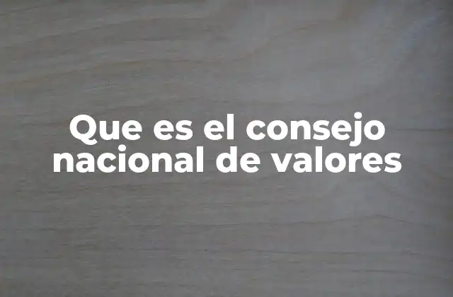 Que es el Consejo Nacional de Valores