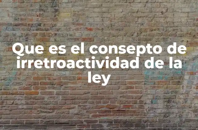 Que es el Consepto de Irretroactividad de la Ley